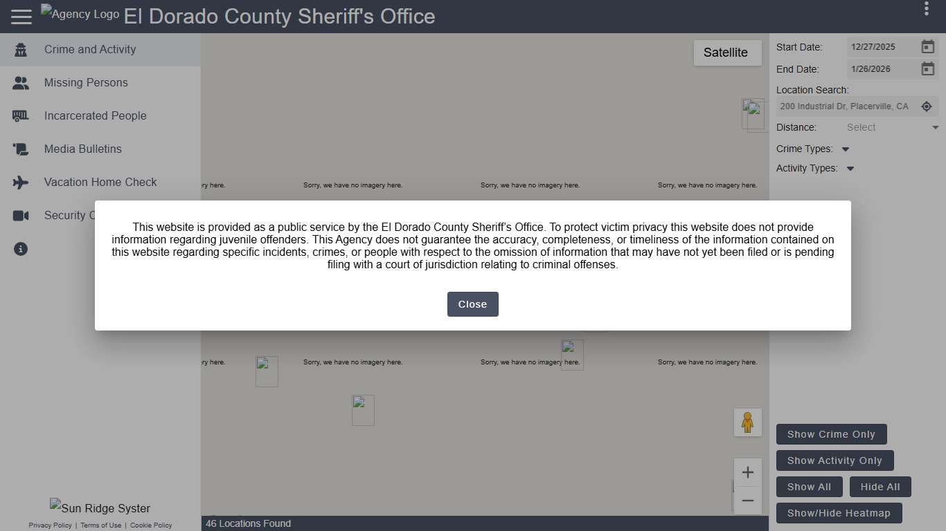 El Dorado County Sheriff's Office - Crime & Activity